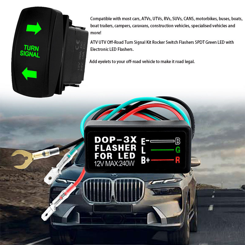 Car turn signal rocker switch with led light electronic flashing relay For dop-3x motorbike