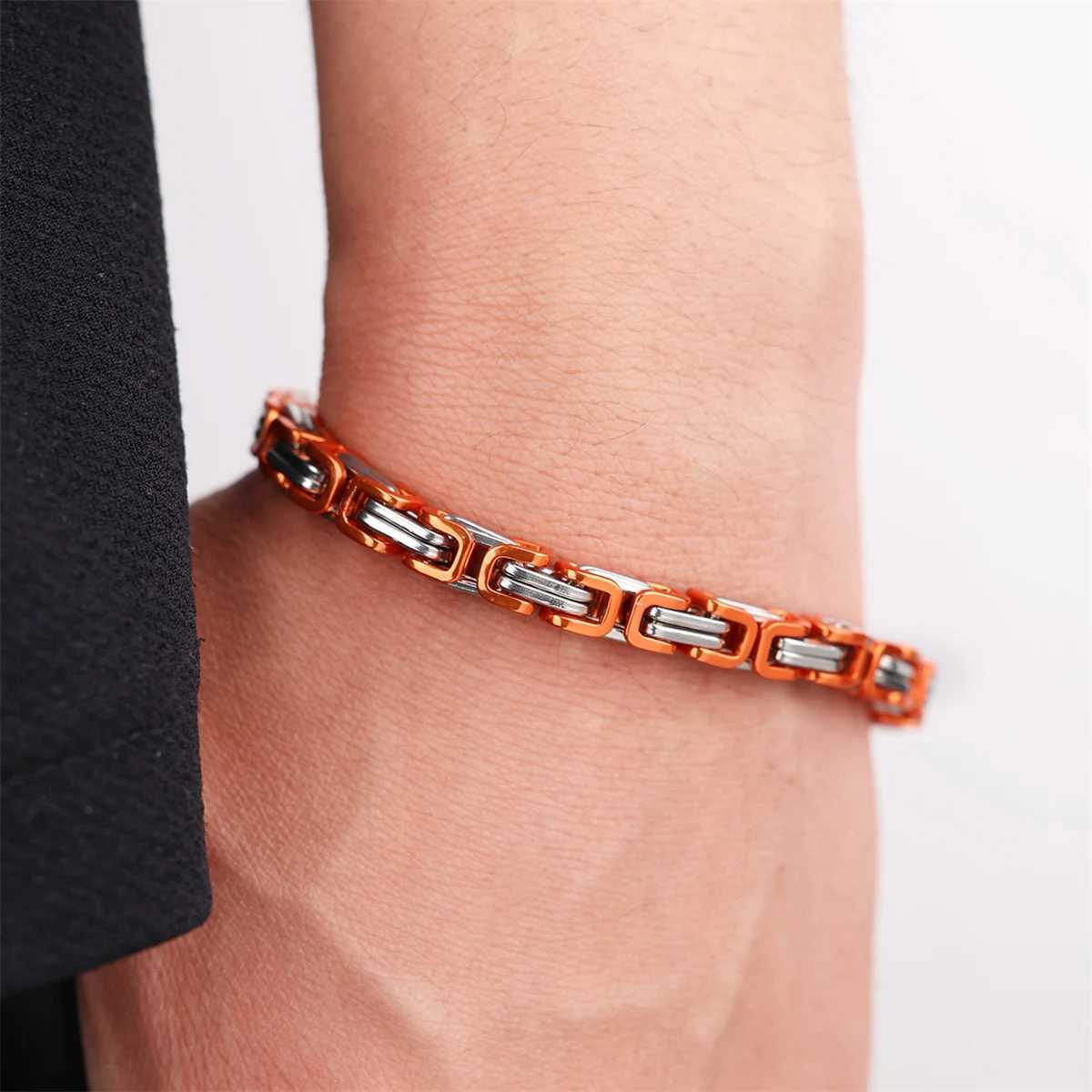 D Z Colorful Premium Stainless Steel Cuban Chain Bracelet For Men Design 6MM Hip Pop Byzantine Chain Bracelet Jewelry W250606