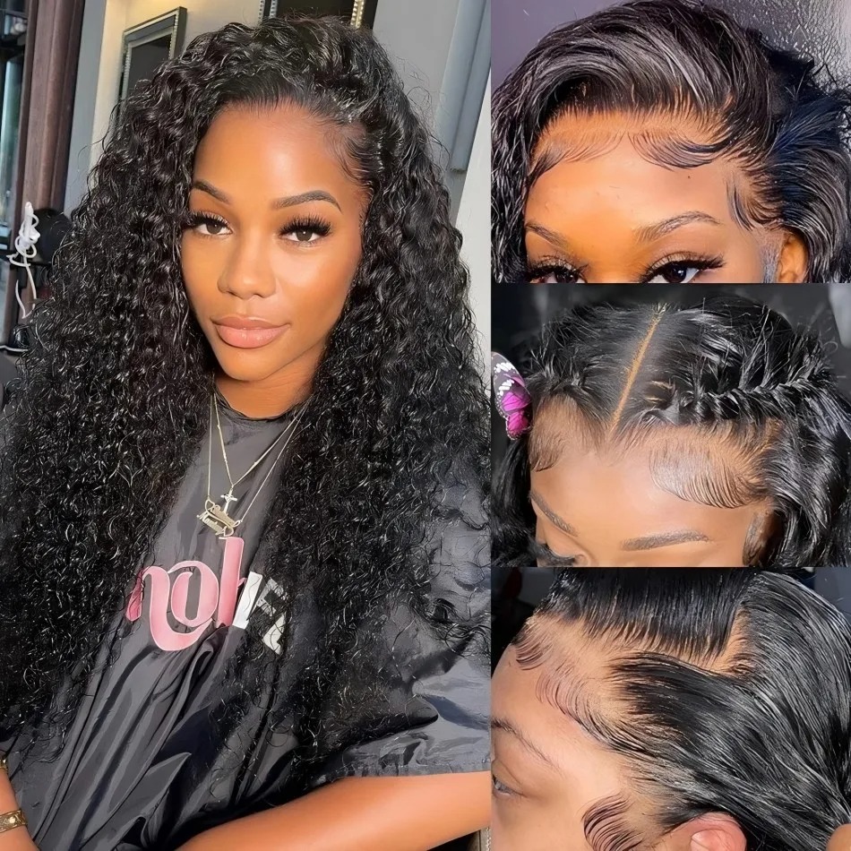 250 300 Density Curly 13x6 HD Lace Frontal Human Hair Wigs Brazilian 30 40 Inch Water Deep Wave 13x4 Lace Front Wig For Women Synthetic