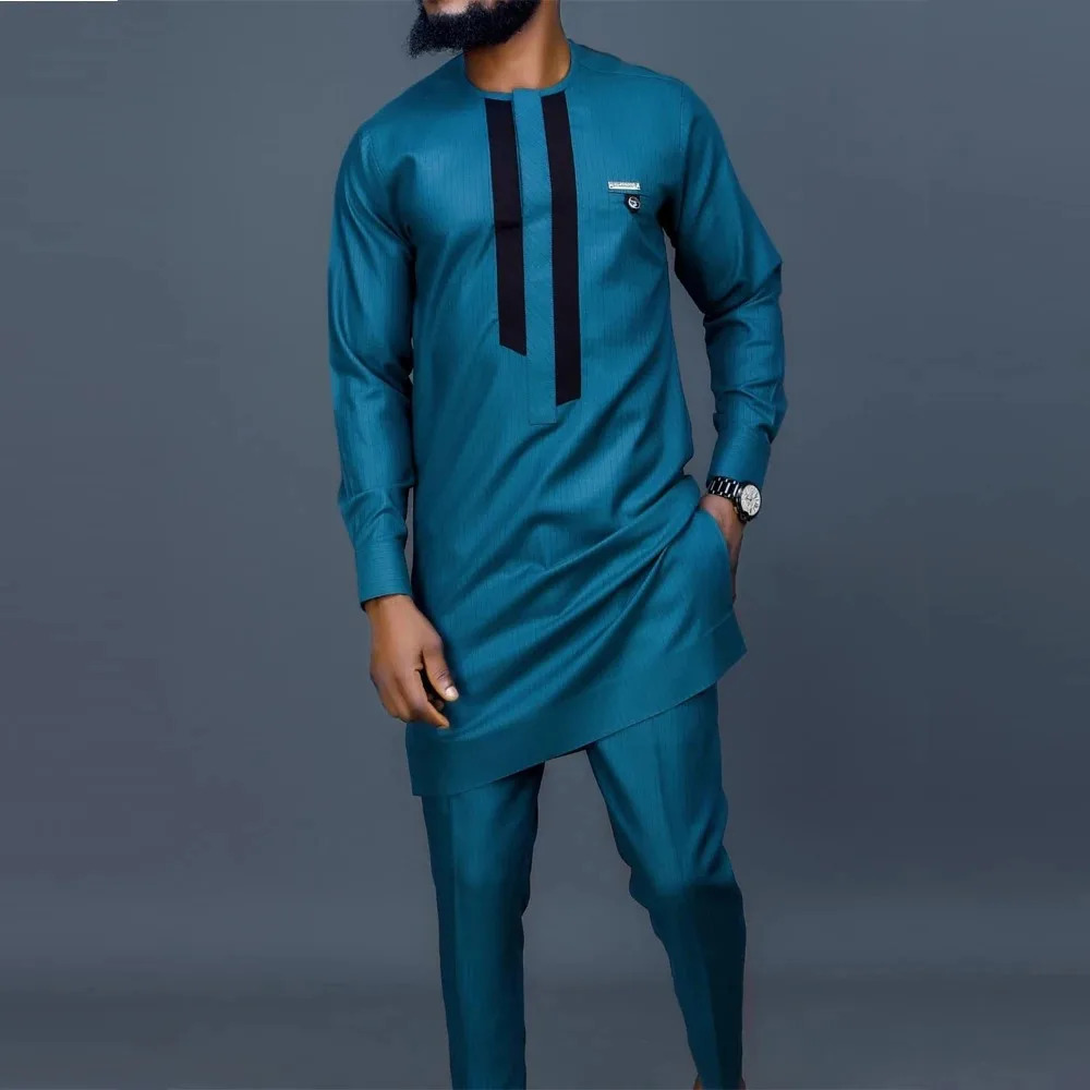 Kaftan Mens Suit African Ethnic Style Long Sleeve Embroidered Suit Mens Traditional Clothing 2-piece Suit 250603