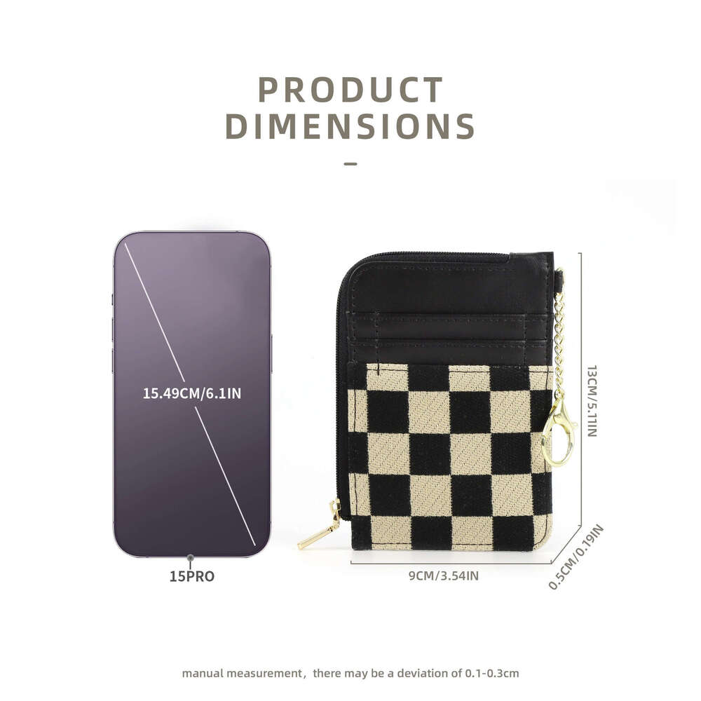 Plaid Holder Wallet Coin Purse Multi-Card Slot Bank Card Simple Ultra-Fine Fiber