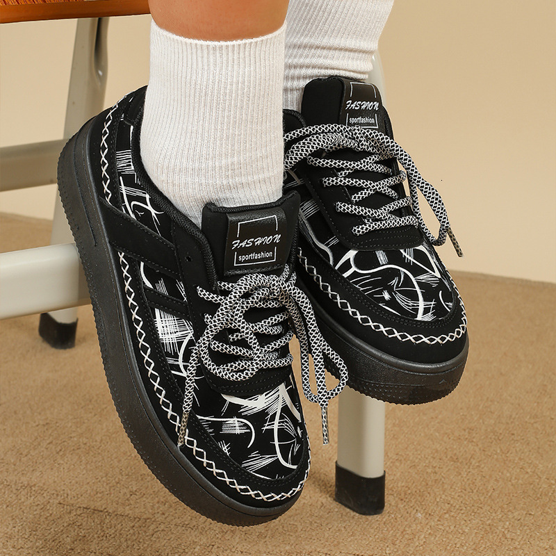 Spring Summer New Thick Black Casual Breathable Versatile Casual Shoes Non Slip Sneakers Students Soft Sole Sports Shoes For Women Ddmysaturn