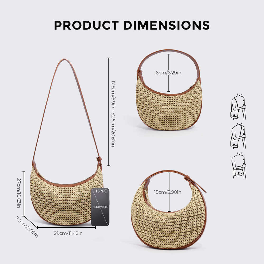Summer New Style Woven Moon Versatile Shoulder Underarm for Women Niche Crossbody Bag Lightweight