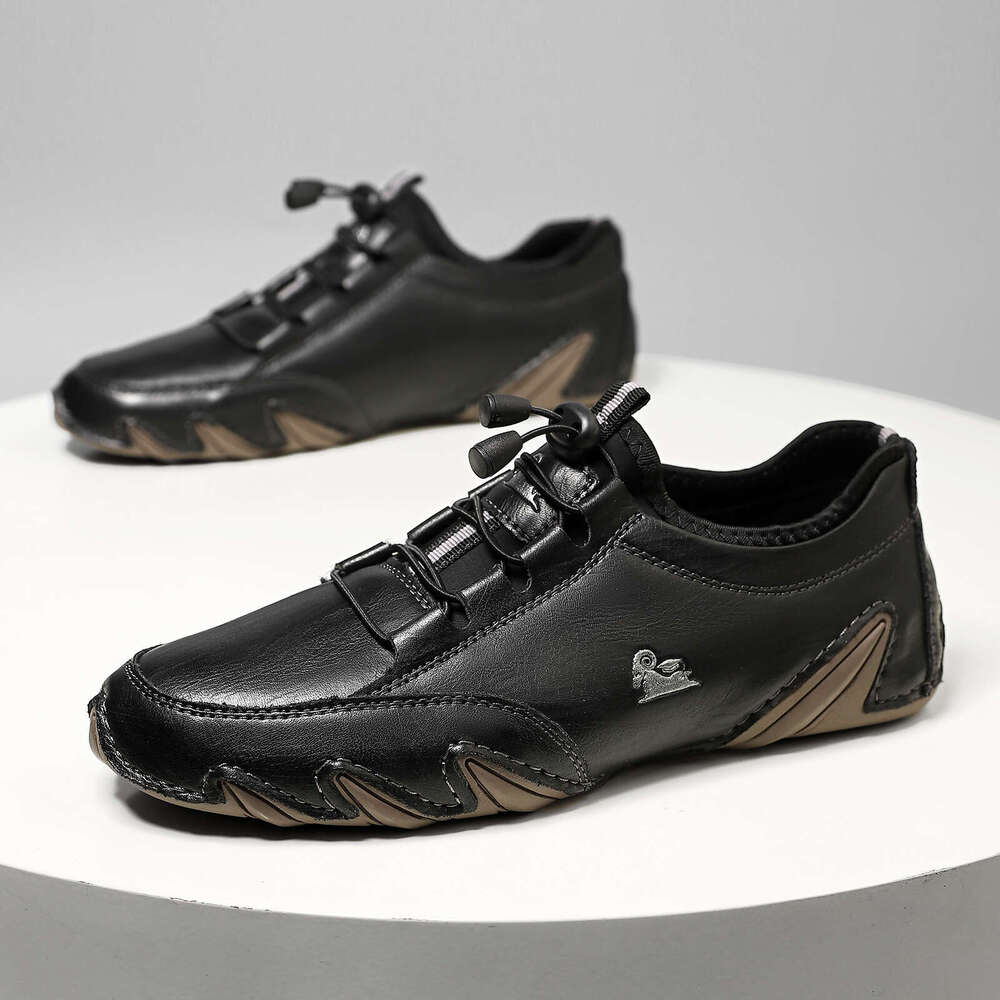 Octopus Large Size Genuine Leather Trendy Men's Slip-On Low-Top Casual Shoes