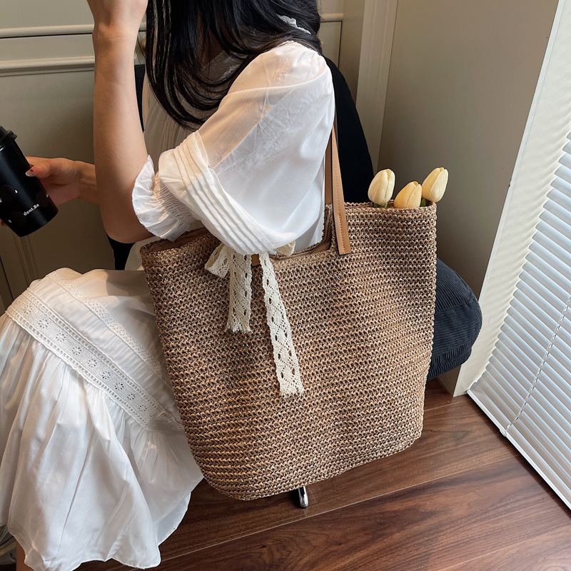 designer Summer Versatile Straw Bag for Women 2025 New Large Capacity Shoulder Tote Bag Beach Vacation Woven Be