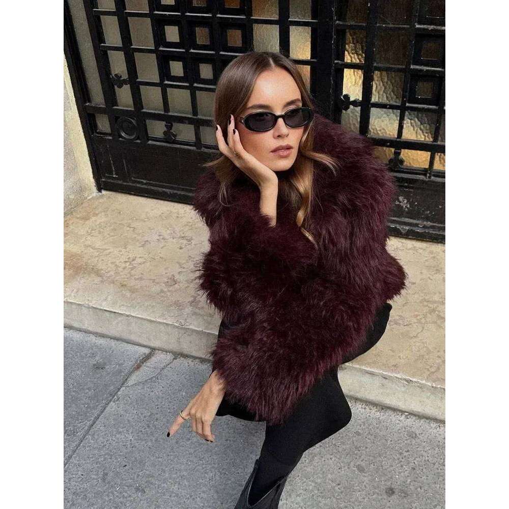 Solid Thicken Coat For Women Long Sleeves Ladies Faux Fur Coats Winter Fashion Elegant Turn Down Collar Female Warm Overcoat
