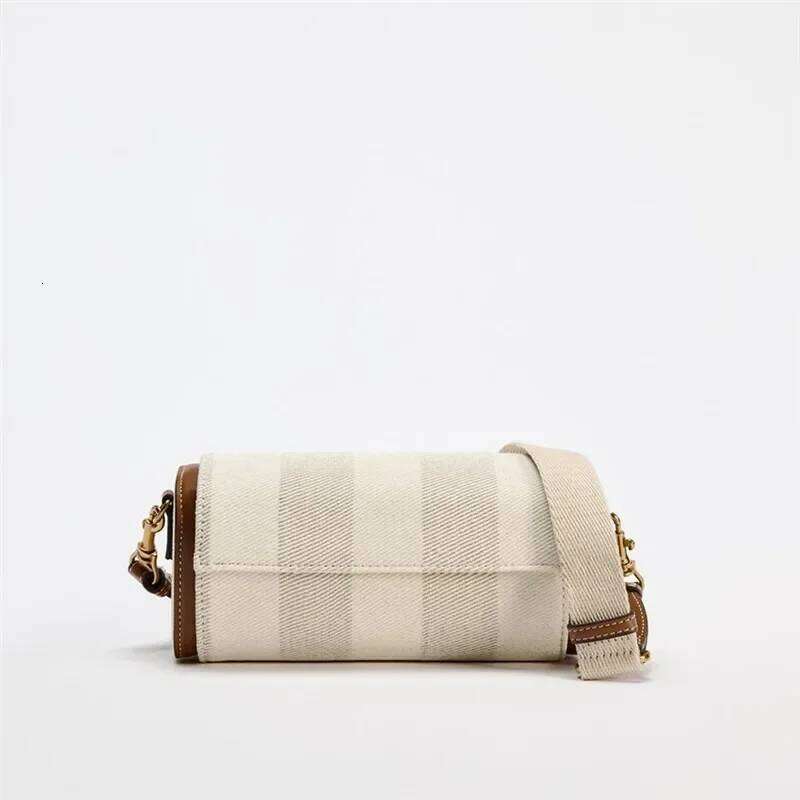 Women Brand Canvas Striped Crossbody Casual Pillow Boston Bowling Messenger Bag