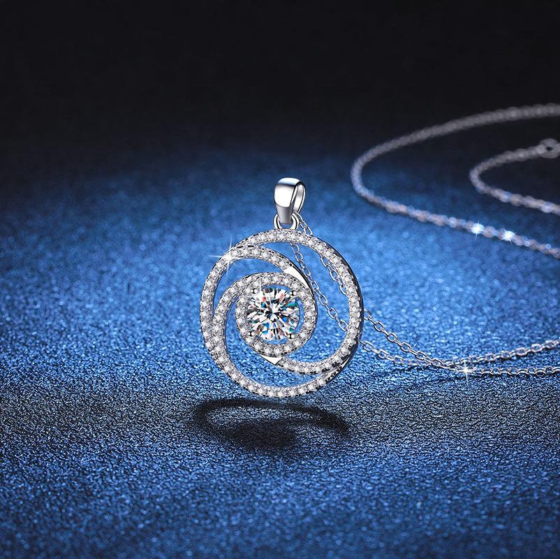 S925 Sterling Silver Moissanite Pendant Necklace with Full Diamond D Color Moissanite, Elegant Windmill Design for Women, Luxury Jewelry Gift