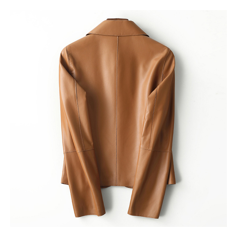 Loose black leather jacket, women's high-end retro casual motorcycle suit, leather jacket