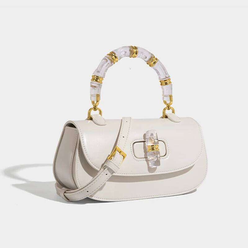 Brand Handbags Vintage High Quality Synthetic Leather Saddle New Bamboo Handle Shoulder Messenger Women's Bags