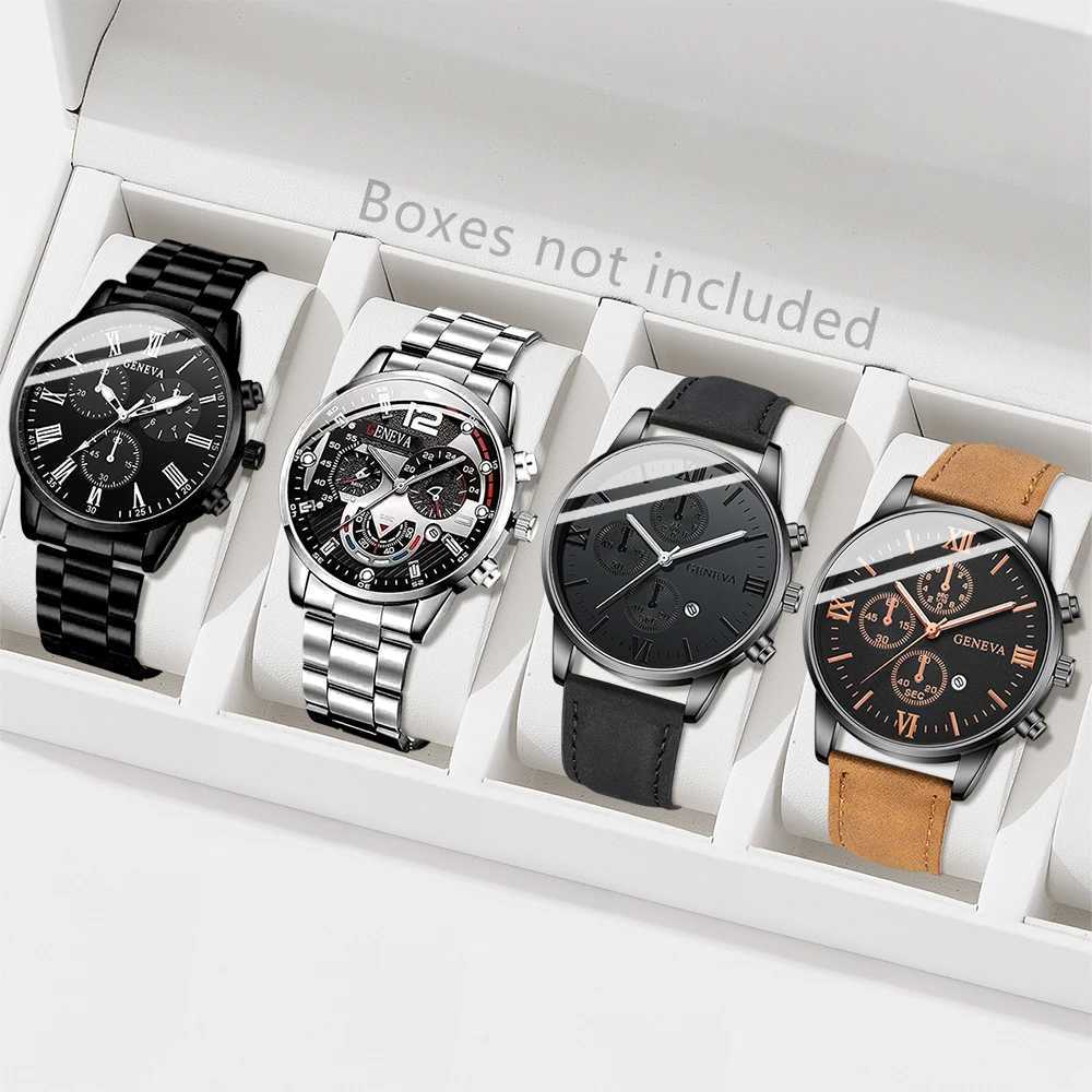 4PCS Mens Watch Set Business Trend Fashion Classic Quartz Watch Suitable for Daily Clothing Matching Perfect Holiday Gift Y250605