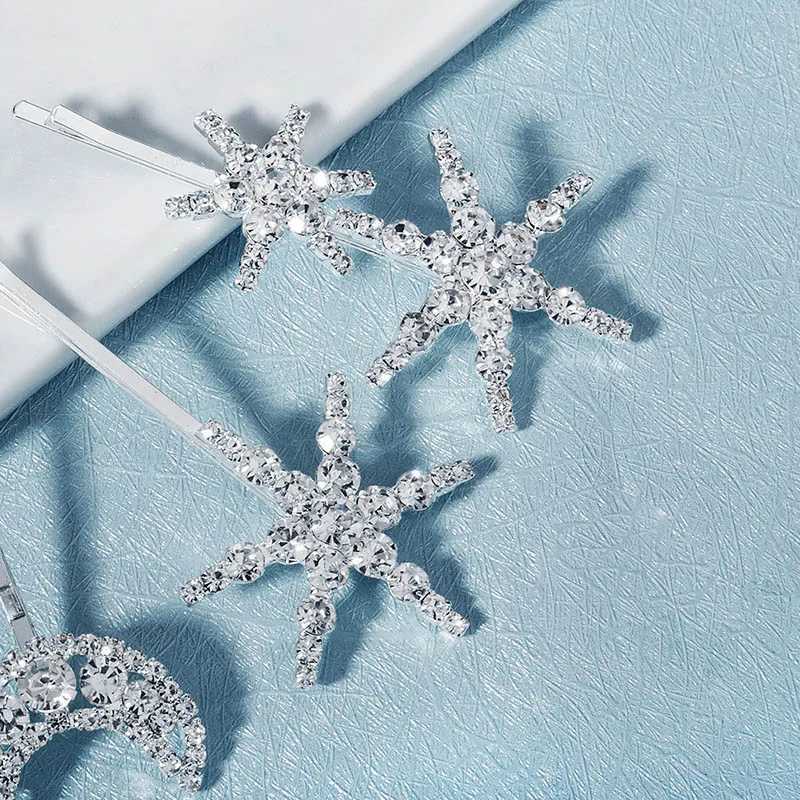 Star Moon Hairpins Clips Wedding Hair Accessories For Women Party Shining Rhinestone Hairgrips Girls Bridal Hair Clips Jewelry Z250605