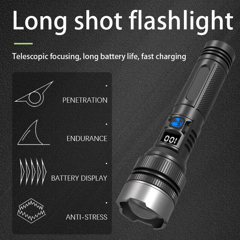 DHgadges Tactical Flashlight LED Rechargeable Long Distance Light 1000 Meter High Power Torch USB Type C Waterproof Outdoor Use