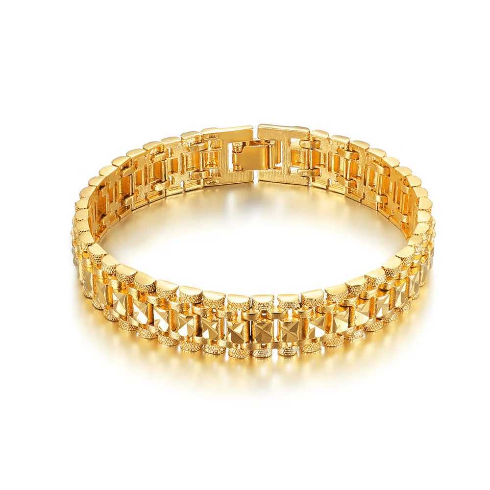 8/12MM Wide Chunky Chain Bracelet Wholesale Bracelet Trendy Gold Color Watchband Bracelets for Women Men Wristband Jewelry W250606