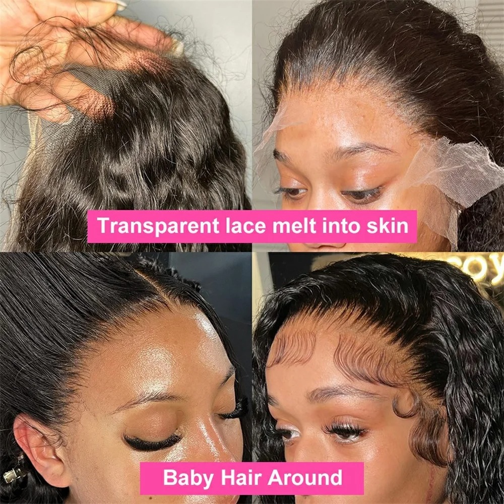 13x6 Hd Lace Frontal Wig Deep Wave 250 Density Curly Human Hair Preplucked Water Wave Front Wigs For Black Women Brazilian Synthetic