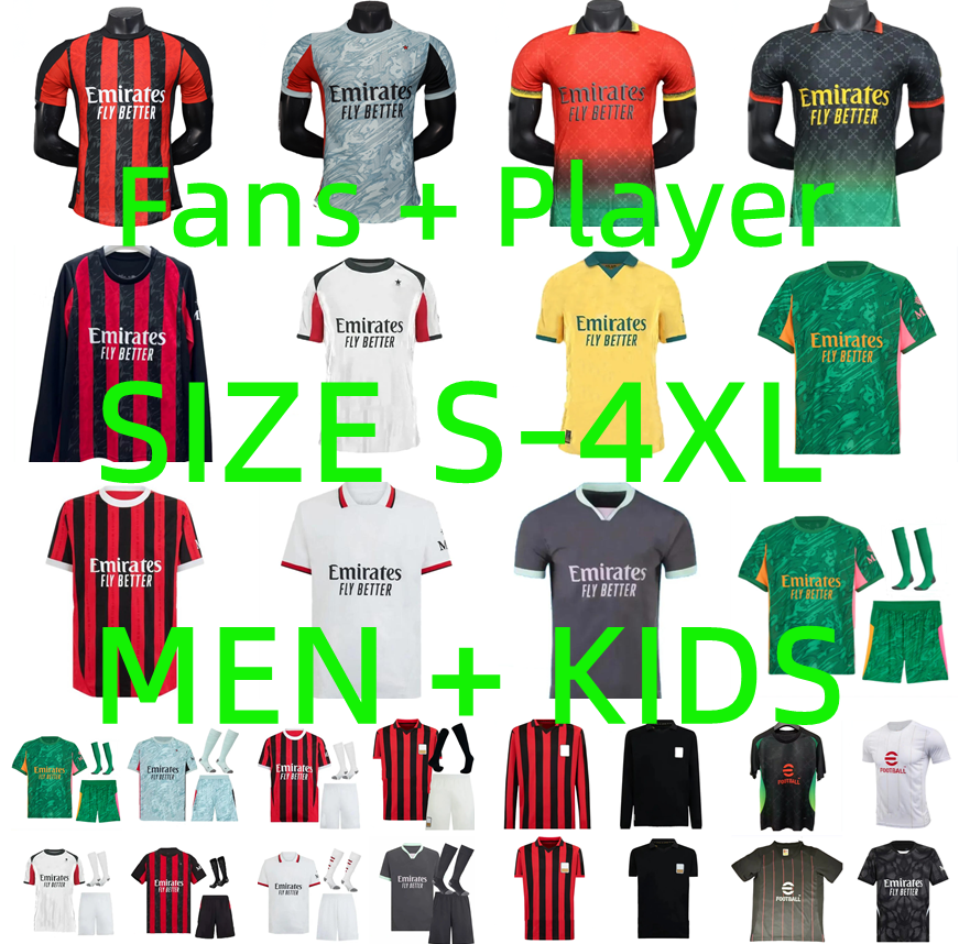 24 25 26 PULISIC RAFA LEAO MILANS Soccer jerseys 2025 2026 GIMENEZ JOAO FELIX REIJNDERS MAIGNAN THEO 125-Year Anniversary Men kids kit football shirt Player version