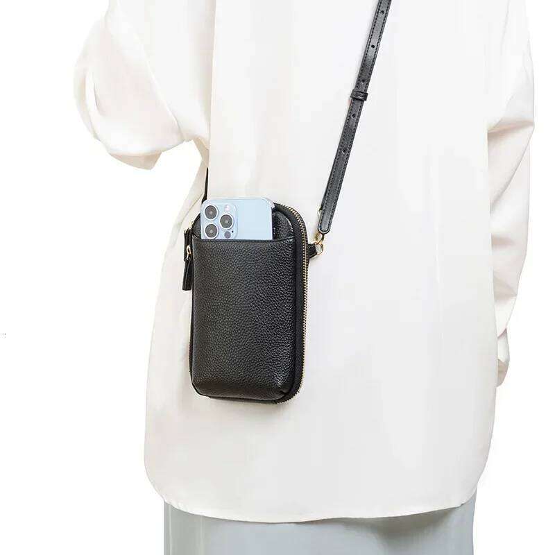 Women Genuine Leather Crossbody All-Match Mini Small Phone Coin Purse Shoulder Bag Multifunctional With Keychain Square Bags