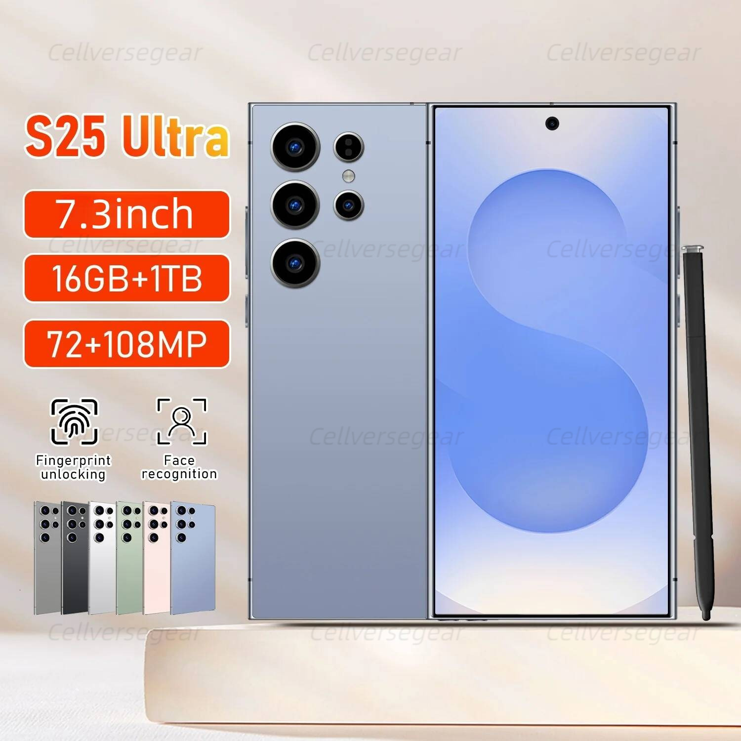 2025 Version S25 Uitra Global Phone, Enjoy The Ultimate Experience 16Gb+1T Space, 5G Smartphone 7.3 Inch Large Scr