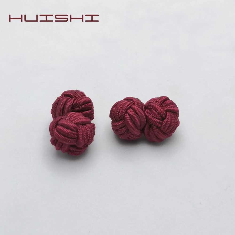 HUISHI Novelty Silk Knots Cufflinks Men Fashion Multicolor Handmade Elastic Double Rope Ball Cuff Link Button For Men Shirt Gift W250606