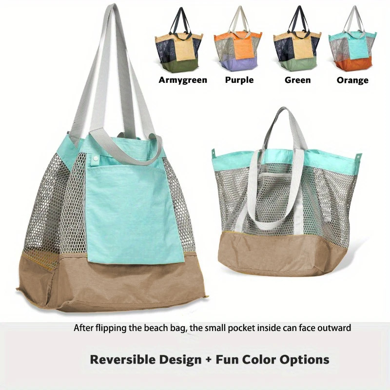 Arrival Mesh Beach Bag Oversized Travel Tote with Compartments for Outdoor Vacation Essentials 250605