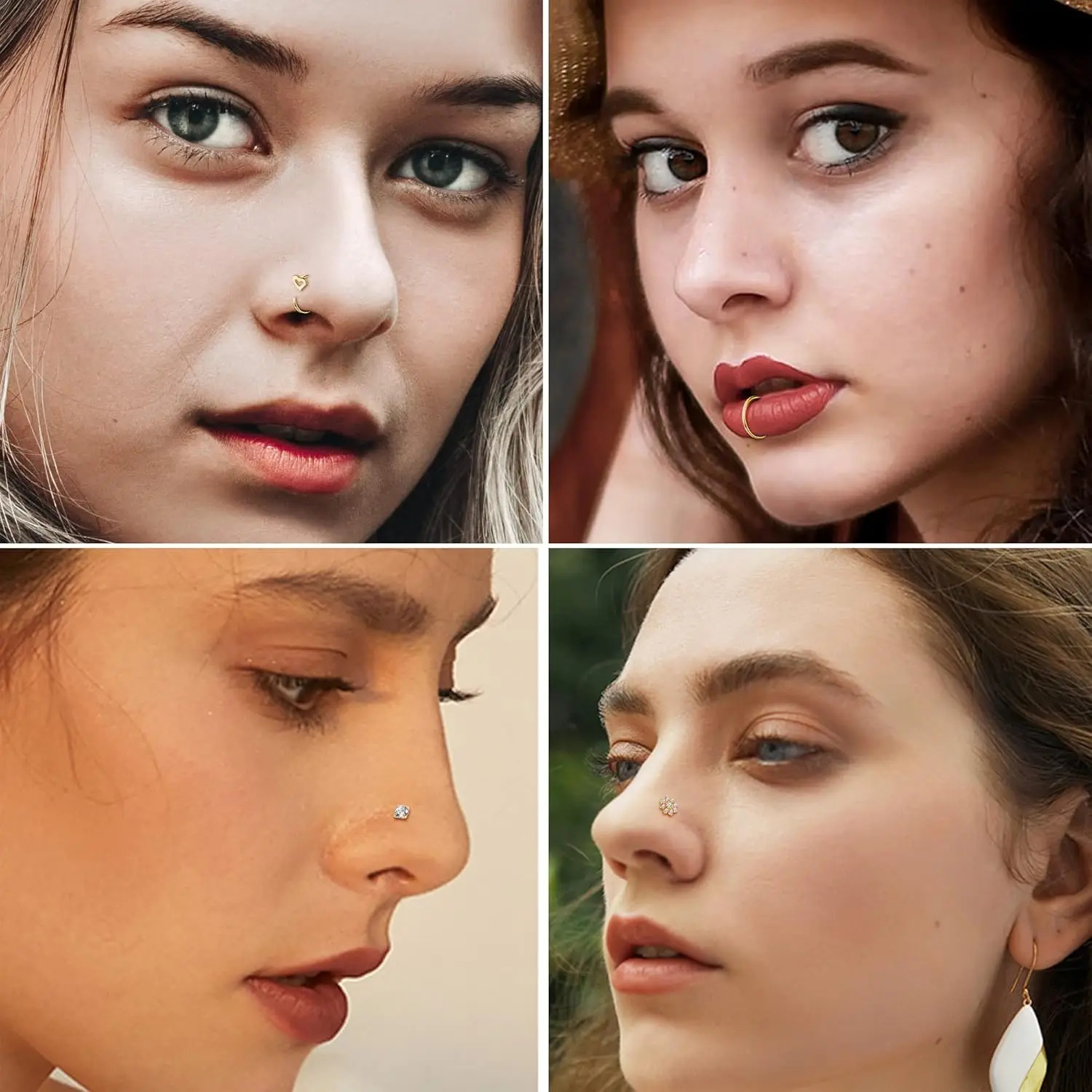 Bobisty Nose Ring Stainless Steel Nose Piercing Stud Septum Rings Lip Rings for Women Men 250605