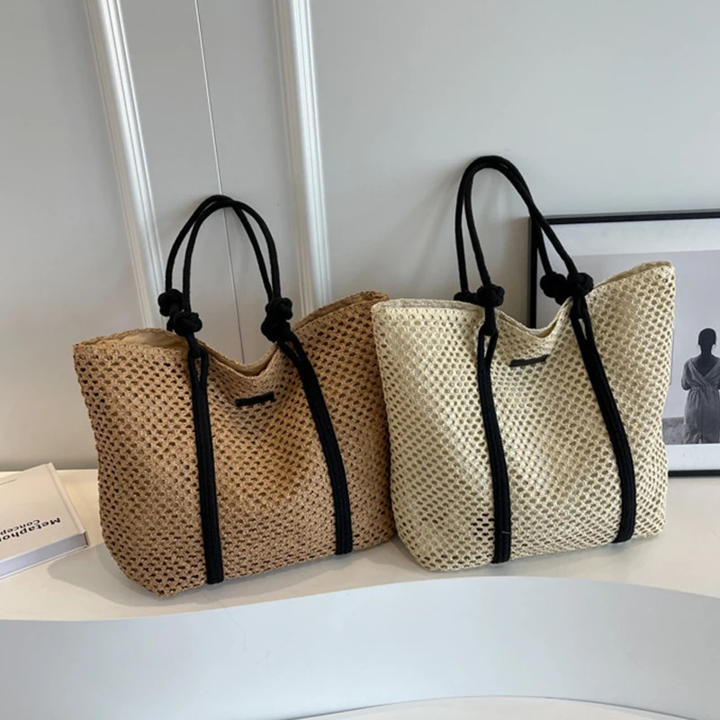 Elegant Ladies Straw Woven Handbag Women Holiday Beach Bag Casual Shopper Tote TopHandle Bags Fashion Underarm Shoulder Bags 250605