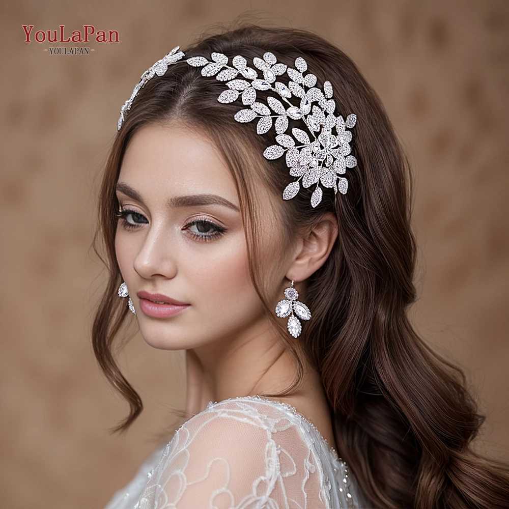 TOPQUEEN Shiny Bridal Headband Wedding Hair AccESSories Alloy Woman HeaDWear Bride Headpiece Pageant Diadem HeaddrESS HP518 Z250605