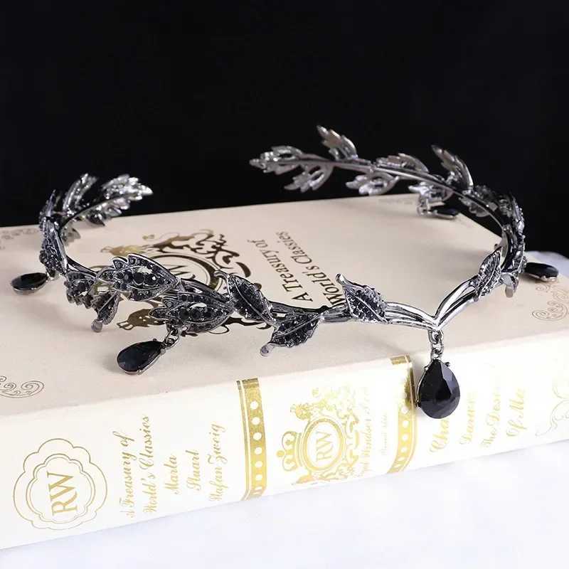 Black Crystal Pendant Tiara Headband Alloy Circle Wedding Tiaras Hot Sale Bridal Luxury Hair Beauty Wedding or Party Z250605