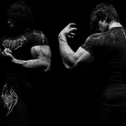 2025 Demon Line Drawing Spider Front and Back Print Short Sleeve T-Shirt Summer Trendy Brand Crew Neck Men's Top