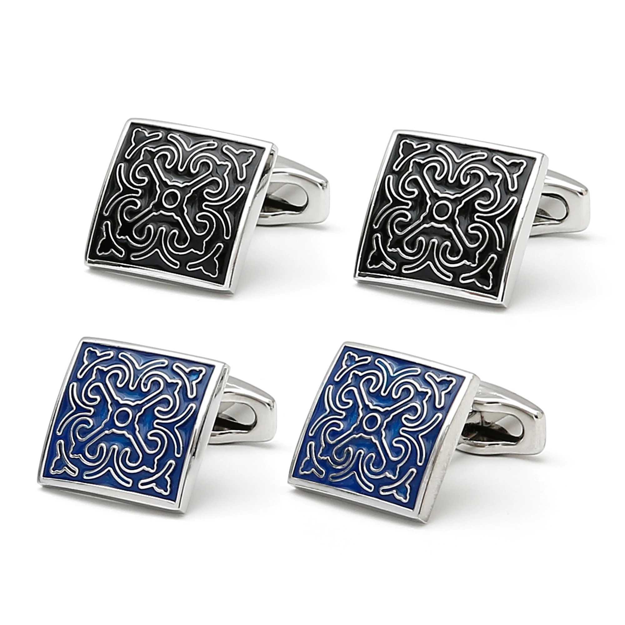 Cufflinks for Men TOMYE XK24005 Fashion Blue Black Pattern Buttons Casual Formal Dress Shirt Cuff Links Wedding Gifts Jewelry W250606