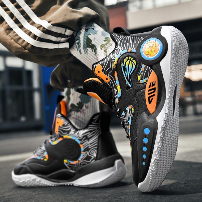 Sneakers men's spring shoes men's basketball sports shoes high help student teenager graffiti running shoes Z 6.4-4