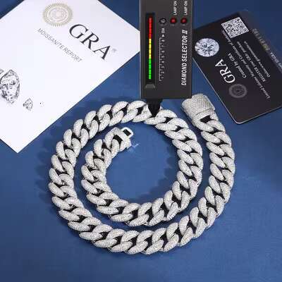 New Men Women Hip Hop D VVS1 Moissanite Cuban Chain S925 Sterling Silver Bling Iced Out Necklace For Women Man Jewelry Gift 2025