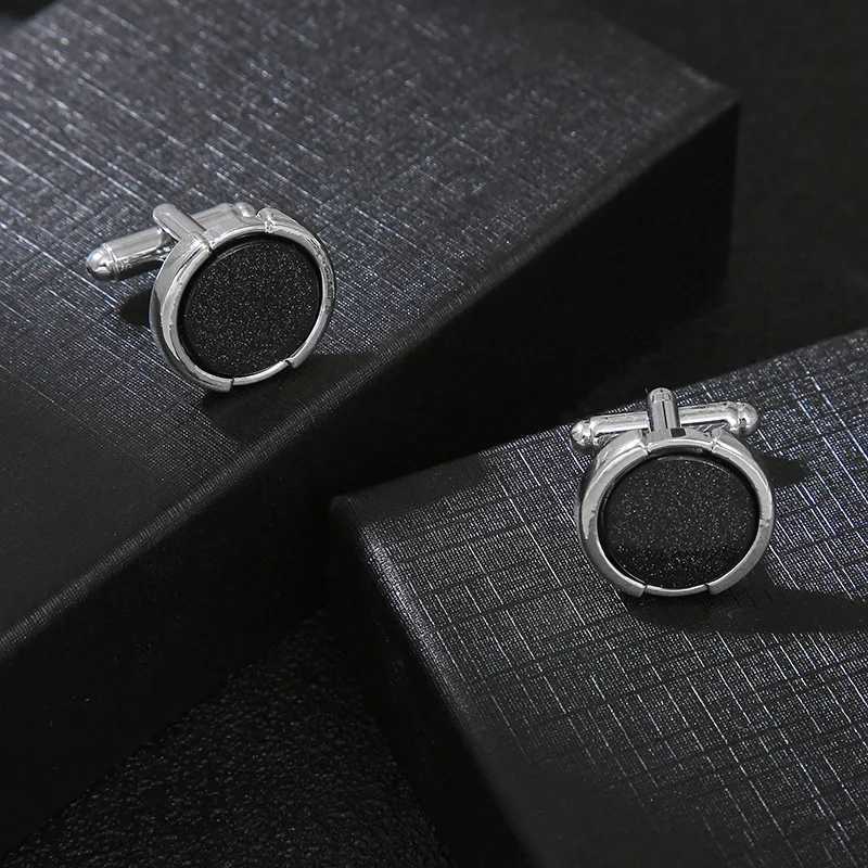 Mens Luxury Black Crystal Cufflinks Fashion Wedding Business Suit Shirt Cufflink High Quality Sleeve Nails Button Male Gifts W250606