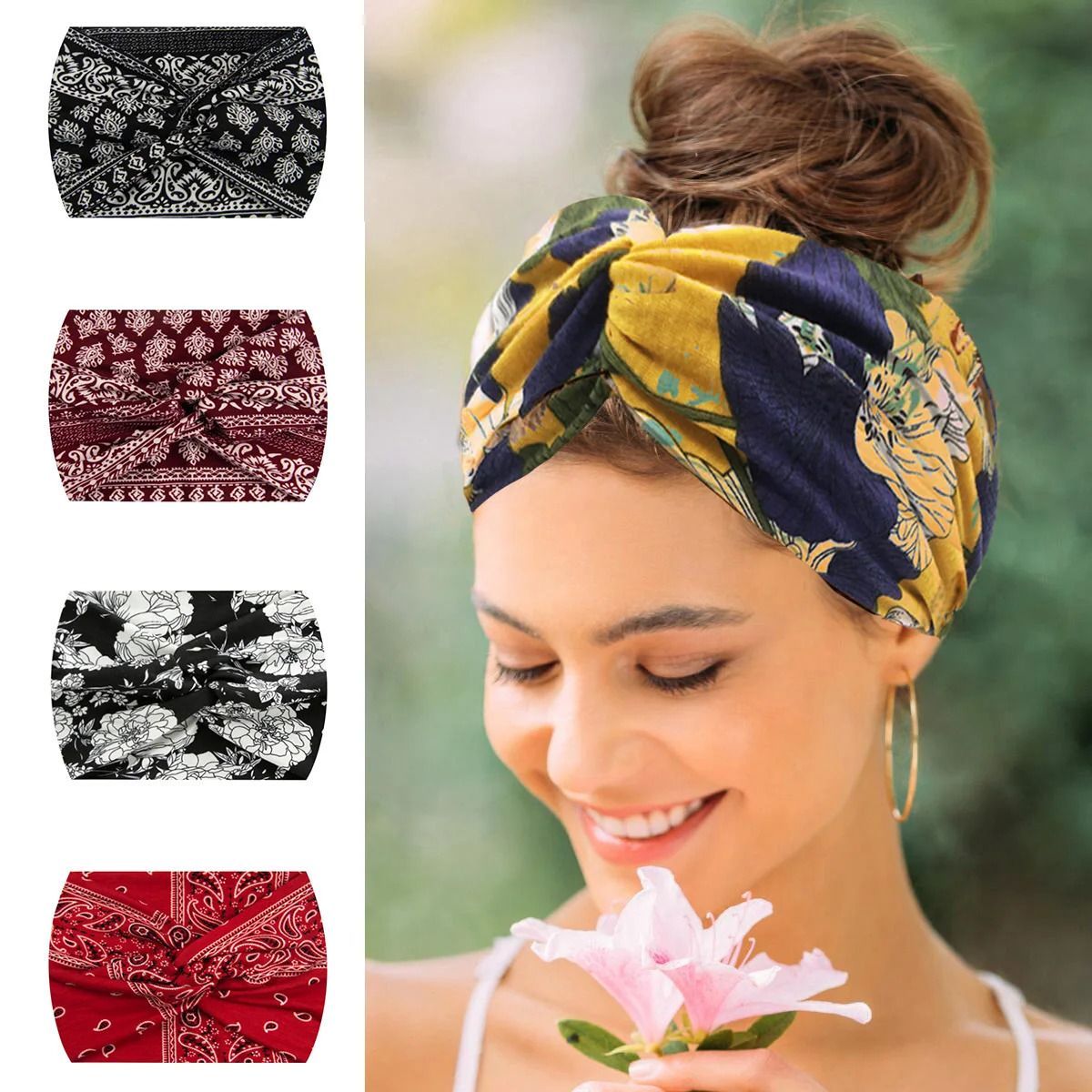 Widening 18CM stretch printed sports sweatband headband headscarf hairband hair tie hair accessories 250529