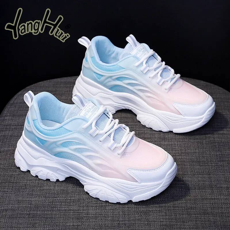 Ddmyoutdoor Mixed Colors Breathable Platform Sneakers New Casual All Match Mesh Lightweight Sprots Running Shoes Fashion Spring Autumn Outdoor Shoes