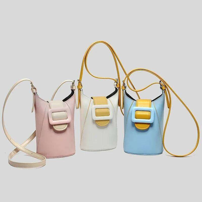 Fashion Crossbody Bags Women Small PU Leather Shoulder Messenger For Girls Pink Bolsas Ladies Phone Purse Bucket Bag