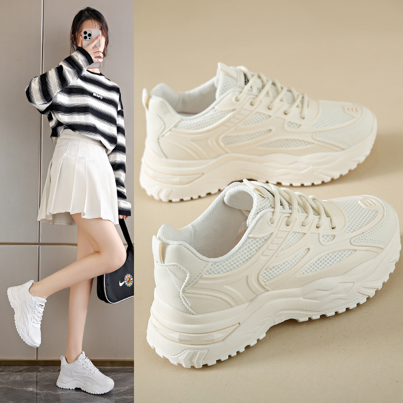 Platform Dad Spring Summer New Mesh Breathable Height Increasing Casual Shoes Fashion Versatile Casual Sneakers Sports Shoes For Women Ddmysaturn