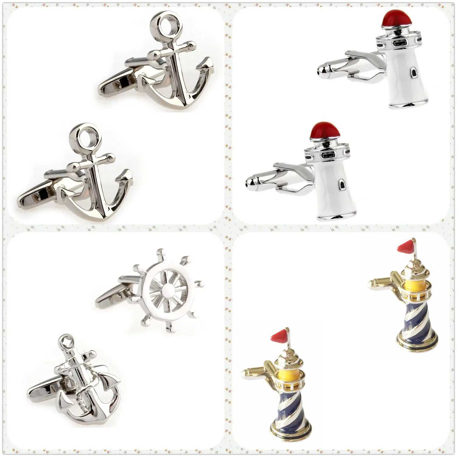 4 Styles TZG Trendy Cufflink Mens Cuff Link Lighthouse 1 Pair Shipping W250606