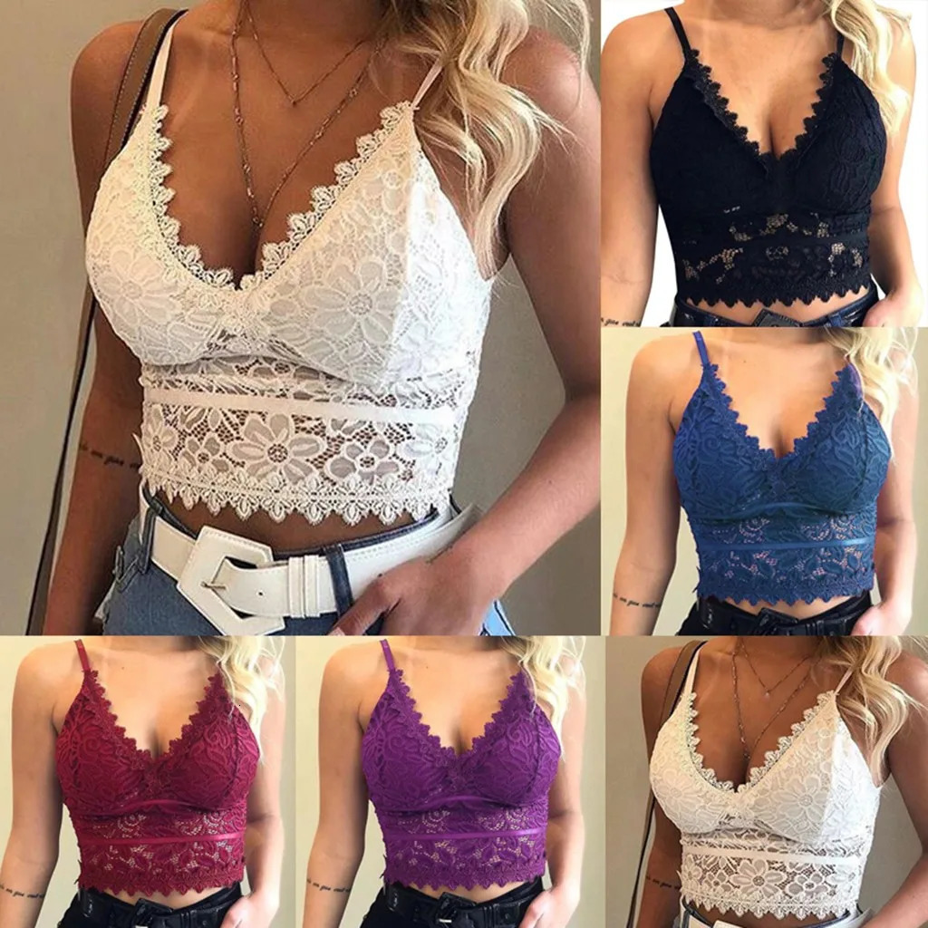 Women Plus Size Lace Vest Yoga Summer Top Wireless Bra Lingerie Sexy V-neck Tank Top Tee Crop Top Camisole Feminino 250530