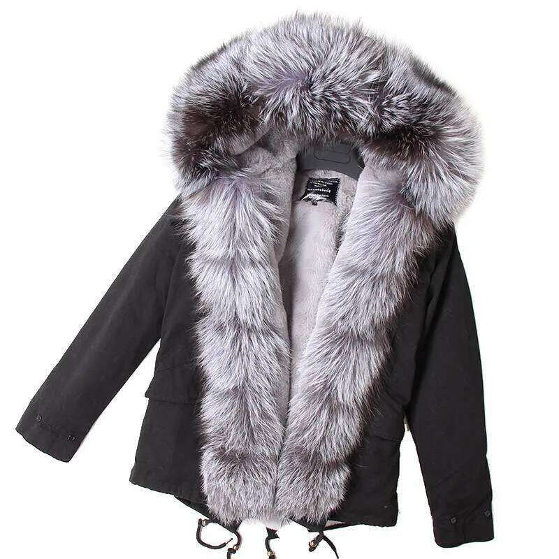 MAOMAOKONG 2022 Real Coat New Fashion Fox Fur Collar Winter Women's Clothing Removable Lining Thickened Jacket Short Parka