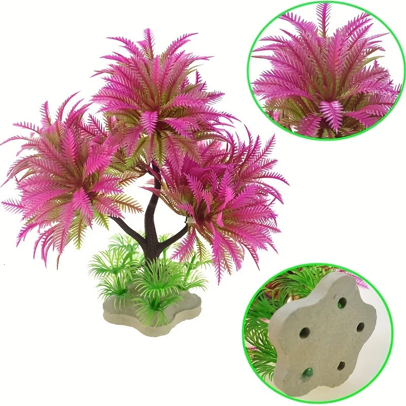 Fish tank landscaping aquarium decoration plastic coconut tree plant simulation seaweed ornaments 250604