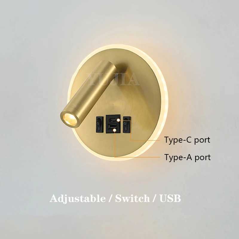Modern Versatile LED Wall Sconce Lamp with Dual USB Ports Adjustable Side Reading Lights for Modern Bedrooms Studies and Hotels Z250605