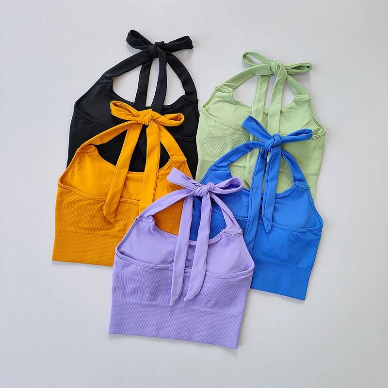 Summer Sexy Neck Hanging Strapless Sports Women's Fashion Quick Drying Yoga Bra Under Wear Clothing Crop Top