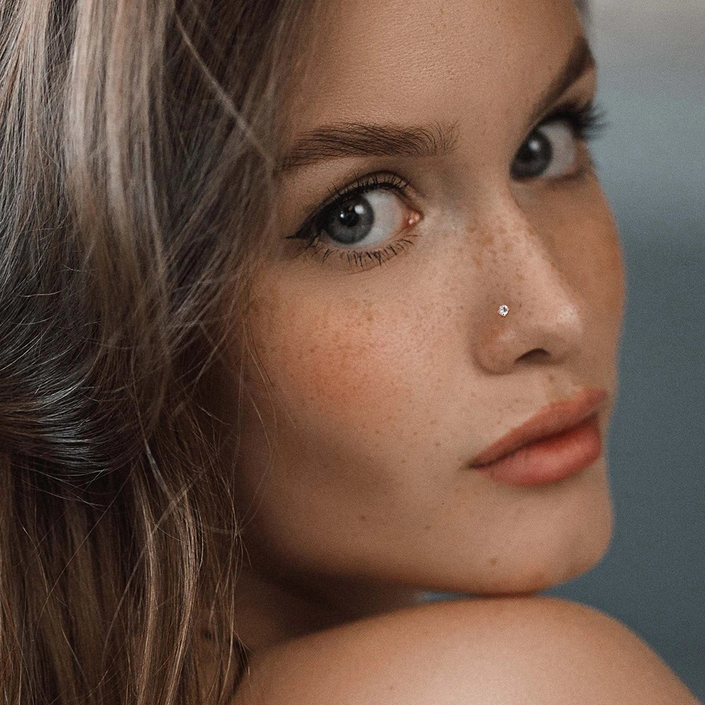 5Pcs CZ Stainless Steel Nose Piercing Stud for Women Gem Nostril Rings Body Jewelry Screw L Straight Shape for 1.5 2.0 2.5 3.0mm 250605