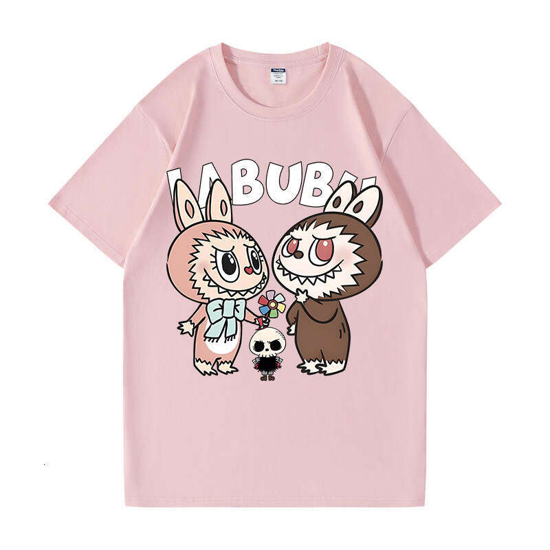 2025 New Labubu Shoulder Pure Cotton Short Sleeve Unisex Cartoon Anime Trendy T-Shirt Top labubus labubu doll