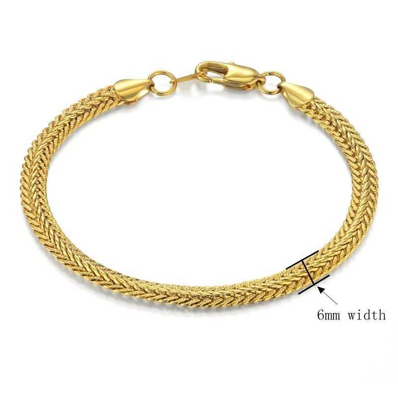6MM Wide 18-22CM Stainless Steel Chain Snake Link Bracelets For Men Jewelry Silver Plated Solid Metal Fashion Jewelry W250606