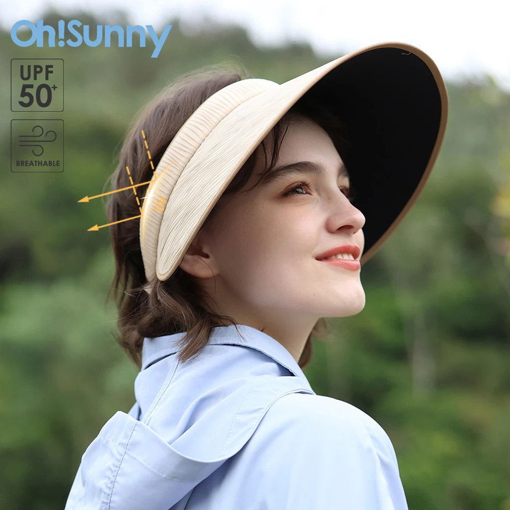 OhSunny Womens Sun Visor Fashion Summer Golf Cap UV Protection UPF 50 Portable Hat for Outdoors Sports Traveling 250603