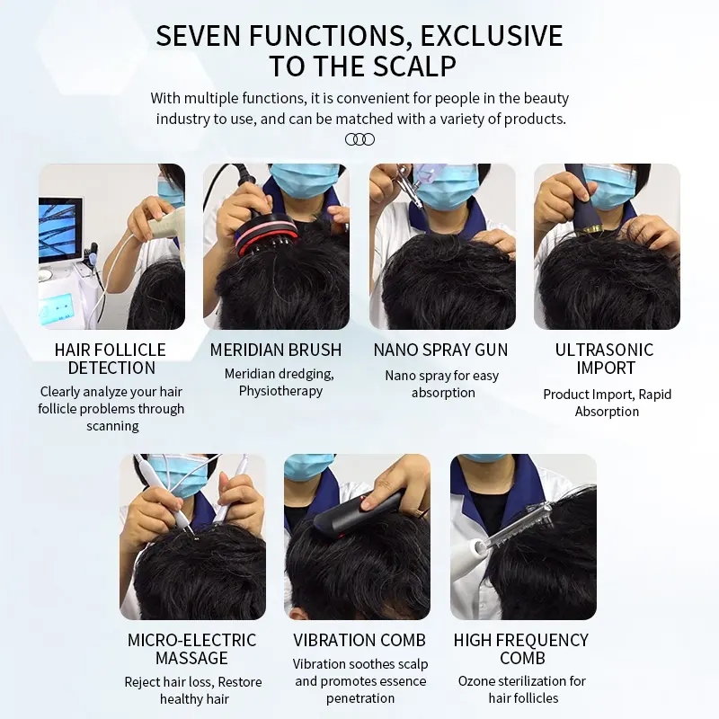 HD 3D Portable Scalp Scanner Detector 8 in 1 Scalp Analyzer Hair Diagnosis Hair Loss Treatment Scalp Massage Hair Regrowth Devices Hair Care