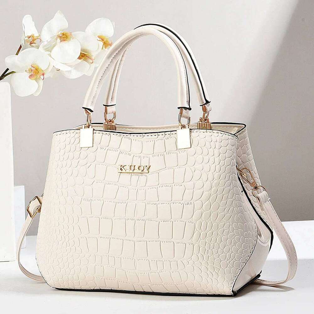 Women's Fashion Bright Leather Crocodile Pattern Handbag Atmospheric Texture Simple And Versatile Shoulder Messenger Bag