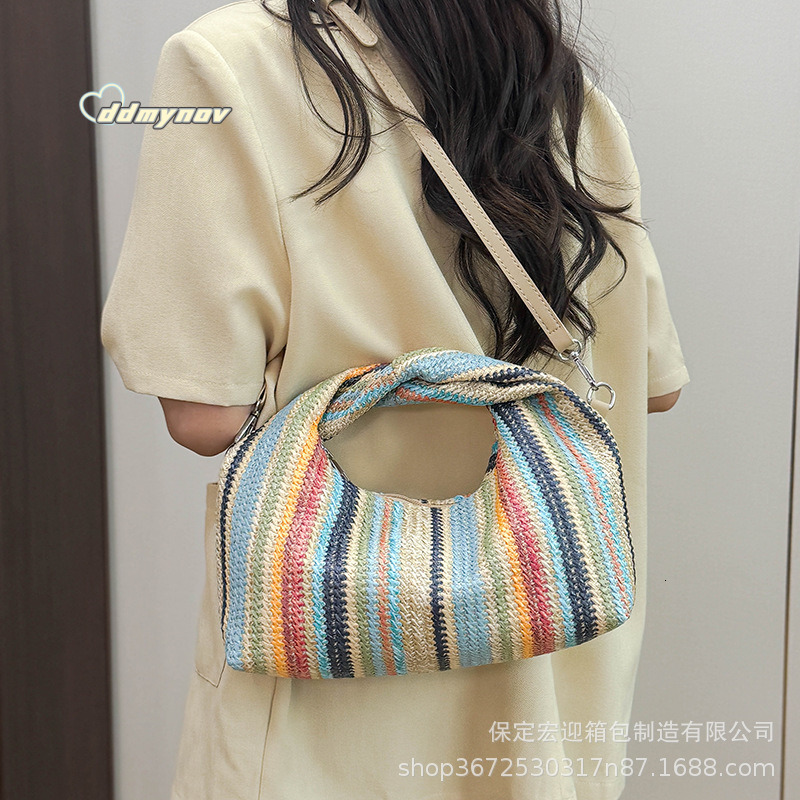 Women's Fashion 2025 New Straw Woven Shoulder Handbag Underarm Bag for Women ddmynov
